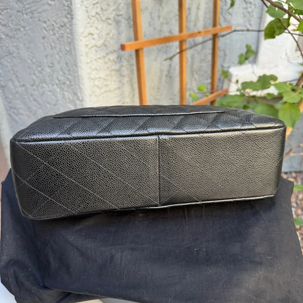 SOLD Chanel Caviar Leather Jumbo Single Flap Shoulder Bag - Picture 12 of 16